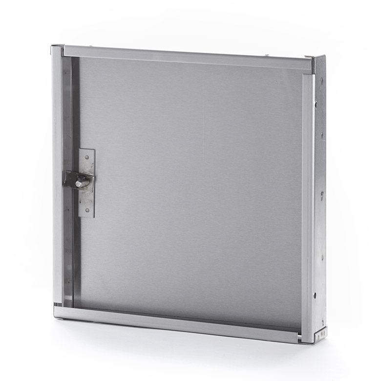 AHA-SS-00- Recessed Stainless Steel Access Door without Flange. Allen hex head operated cam latch. Piano hinge.