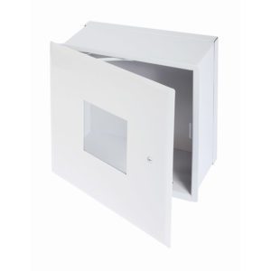BTV-00- Valve Box, Plexiglass Window with Hidden Flange. Screwdriver-operated cam latch. Pantograph hinge