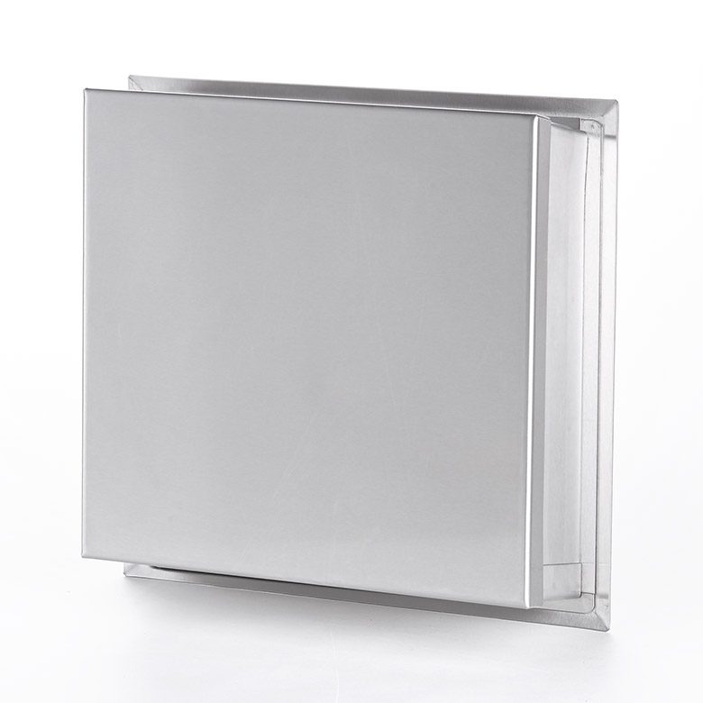 BTV-SS-00- Valve Box, Stainless Steel, Plexiglass Window with Hidden Flange. Screwdriver-operated cam latch. Pantograph hinge
