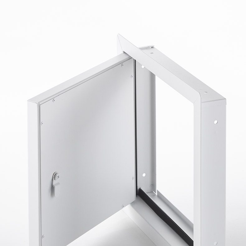 PAL-220- Flush Universal aluminum-insulated Access Door with Exposed Flange. Screwdriver-operated cylinder cam latch. Aluminum piano hinge