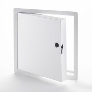 PFI-HS-85C- Fire-Rated Insulated Access Door for High Security with Exposed Flange. Mortise slam latch with cylinder. Piano hinge.