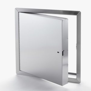PFI-SS-00- Fire-Rated Insulated Stainless Steel Access Door with Exposed Flange. Ring and self-latching tool-key operated slam latches.