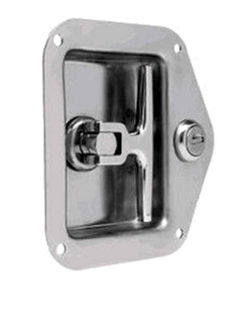 PPA-100K- Flush Aluminum Floor Hatch with Exposed Flange, key operated recessed handle cam latch, heavy duty aluminum piano hinge