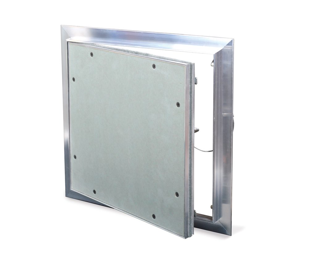 RAL-12- ALUMI - Recessed ½" Aluminum Access Door with Hidden Flange. Push latch. Free pivot hinge