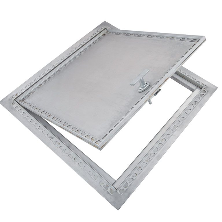 PPA-RE- Trappe de plancher avec retrait en aluminium avec cadre apparent- poignée amovible de 4 po, penture robuste de type piano en aluminium